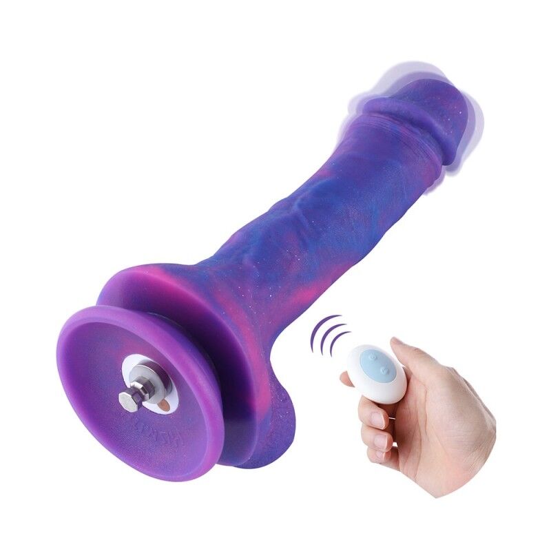 Фаллоимитатор 8.2″ с вибрацией для секс-машин Hismith Purple Silicone Dildo with Vibe, KlicLok