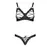 Комплект из экокожи CELINE BIKINI black S/M — Passion: открытый бра с лентами, стринги со шнуровкой