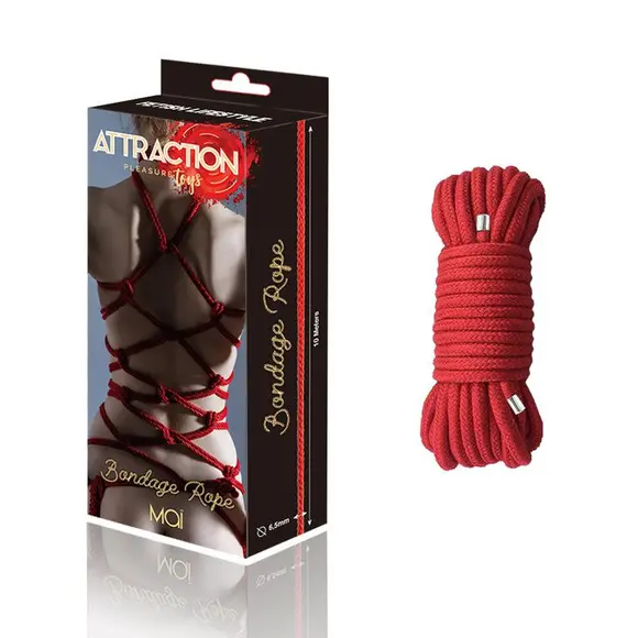 Веревка для BDSM MAI Bondage Rope Red, длина 10 м, диаметр 6,5 мм, полиэстер