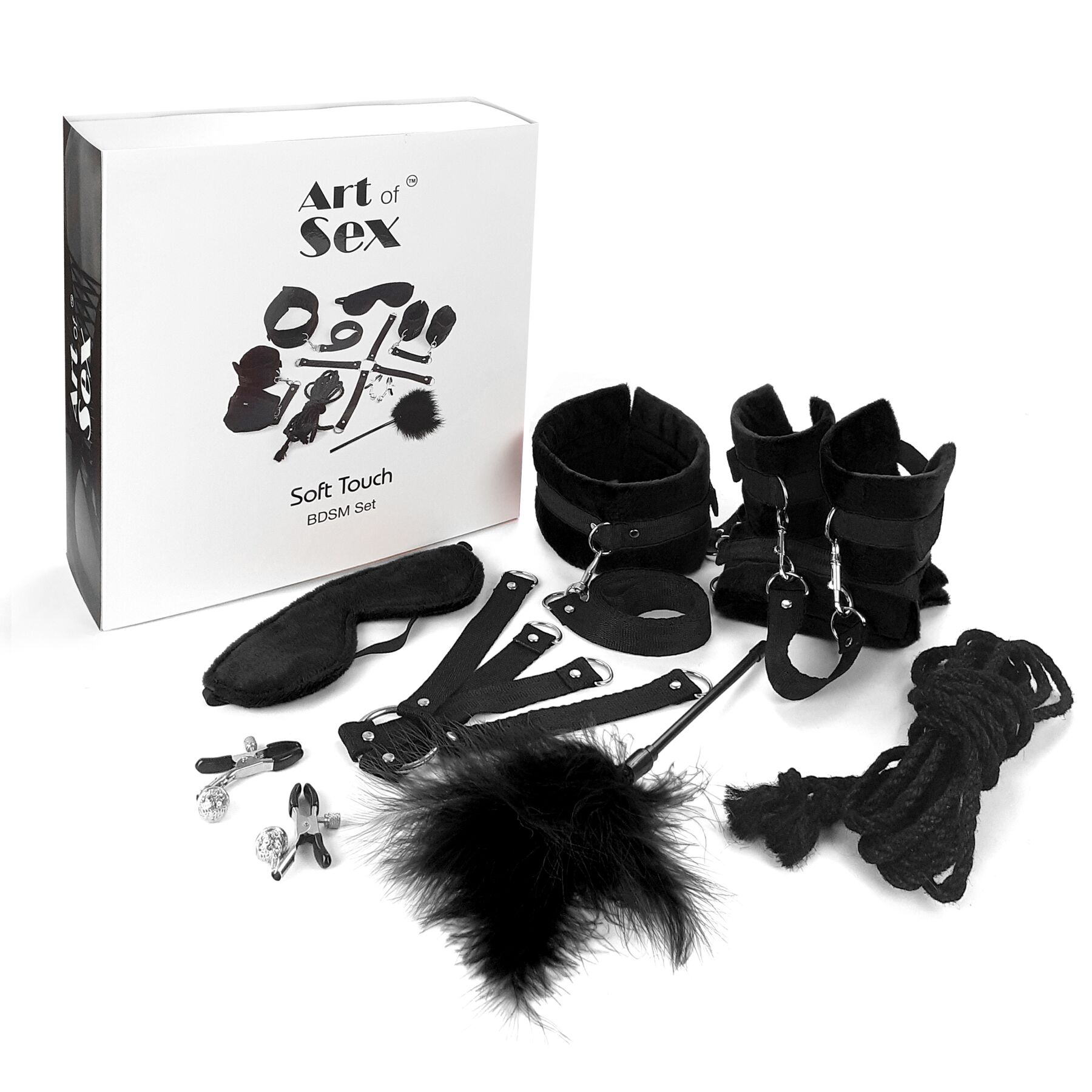 Набір БД�СМ Art of Sex - Soft Touch BDSM Set, 9 предметів, Чорний