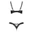 Комплект з екошкіри Passion Celine Bikini 4XL/5XL black, відкритий бра, стрінги зі шнурівкою