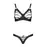 Комплект из экокожи Passion Celine Bikini 4XL/5XL black, открытый бра, стринги со шнуровкой