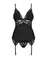 Сатиновый кружевной корсет Obsessive 810-COR-1 babydoll & thong L/XL, черный, корсет, танга