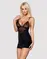 Сатиновый комплект для сна с кружевом Obsessive 828-CHE-1 chemise & thong L/XL, черный, сорочка