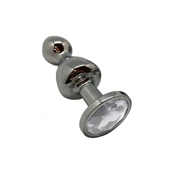 Металлическая анальна пробка Wooomy Lollypop Double Ball Metal Plug M, диаметр 3,1 см, длина 9,4 см