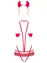Эротический костюм чертика из стреп Obsessive Evilia teddy red S/M, боди, чокер, накладки на соски, 