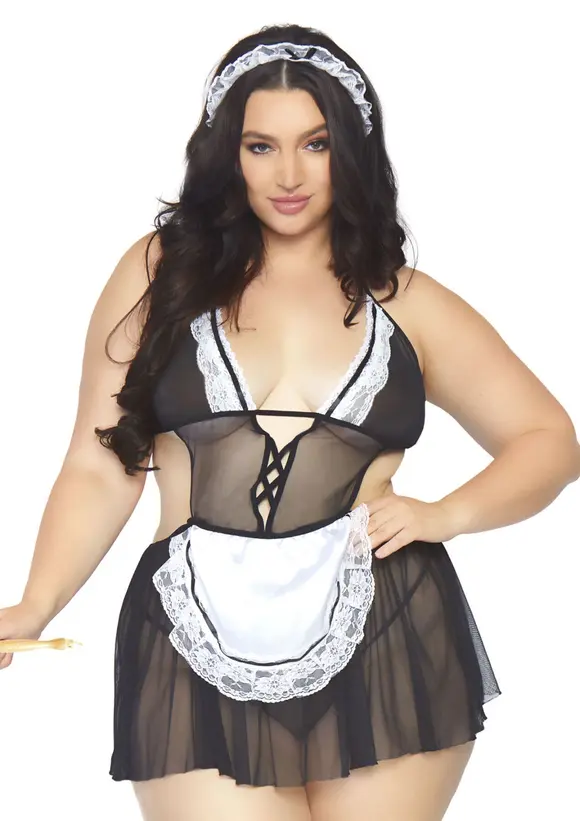 Костюм покоївки Leg Avenue Fantasy French Maid XL/XXL, сукня, трусики, пов’язка