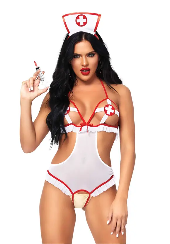 Костюм медсестры Leg Avenue Naughty Nurse, one size, боди и шапочка