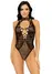 Leg Avenue Net and lace halter bodysuit OS Black