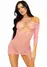 Платье-сетка с сердечками Leg Avenue Heart net mini dress Pink, завязки, открытые п�лечи, one size