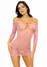 Платье-сетка с сердечками Leg Avenue Heart net mini dress Pink, завязки, открытые плечи, one size