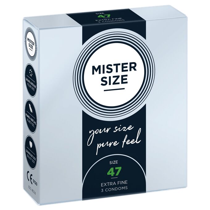 Пре�зервативи Mister Size - pure feel - 47 (3 condoms), товщина 0,05 мм