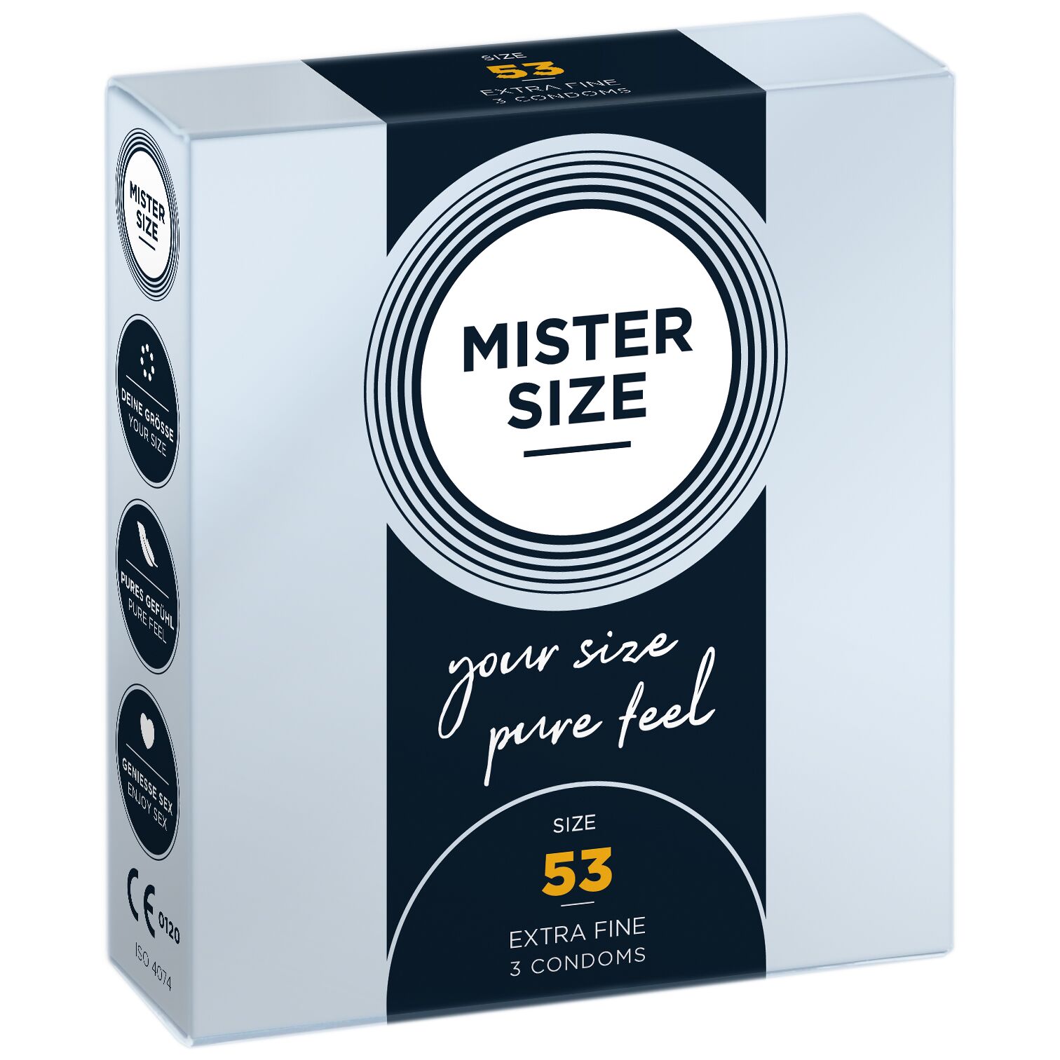 Пр�езервативи Mister Size - pure feel - 53 (3 condoms), товщина 0,05 мм