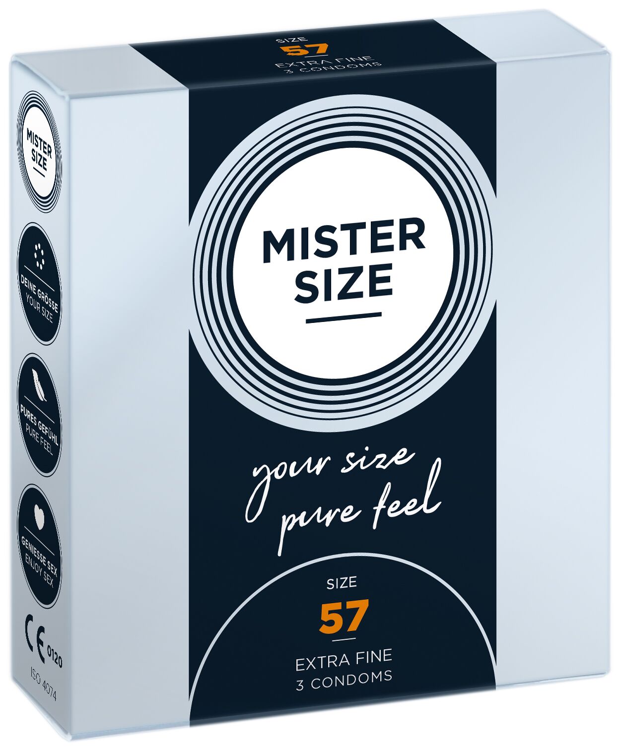 �Презервативи Mister Size - pure feel - 57 (3 condoms), товщина 0,05 мм