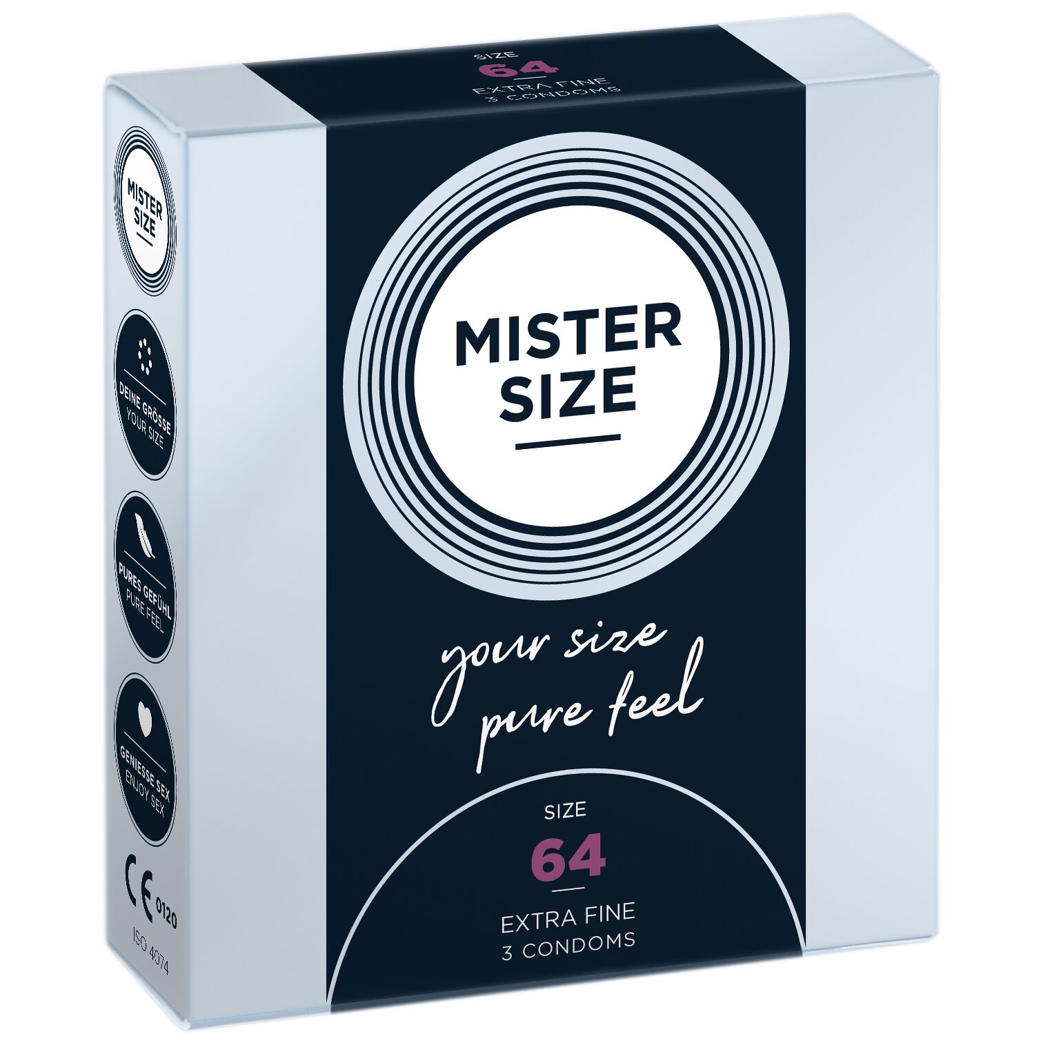 Презервативи Mister Size - pure feel - 64 (3 condoms), тов�щина 0,05 мм
