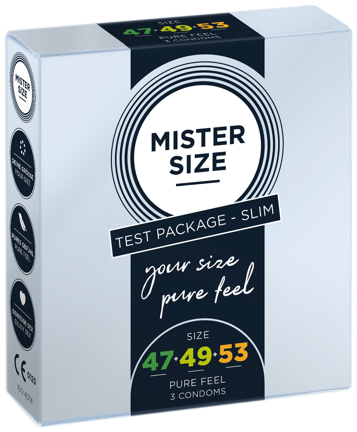 Набор презервативов Mister Size - pure feel - 47–49–53 (3 condoms), 3 разме�ра, толщина 0,05 мм