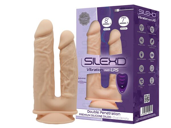 Двойной фаллоимита�тор с вибрацией SilexD Double Gusto Vibro Flesh (Model 1 size 8" & 7") + LRS, диам