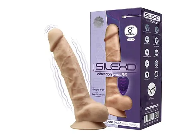 Фалоімітатор з вібрацією SilexD Vetus Vibro Flesh (MODEL 1 size 8in) + LRS, двошаровий, діаметр 4,2 