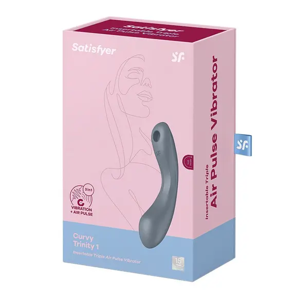 Вакуумний стимулятор з вібрацією Satisfyer Curvy Trinity 1 Bluegrey, іграшка 3в1