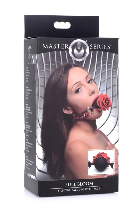 Кляп с розой Master Series: Eye-Catching Ball Gag With Rose, черно-красный