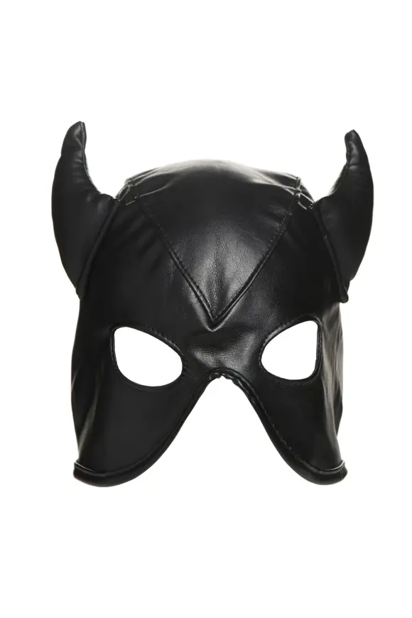 Маска с рогами Master Series: Dungeon Demon Bondage Mask with Horns, черная