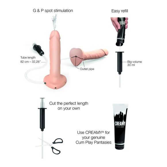 Кончающий фаллоимитатор Strap-On-Me Squirting Cum Dildo Realistic Flash, диам. 3,9 см, силикон