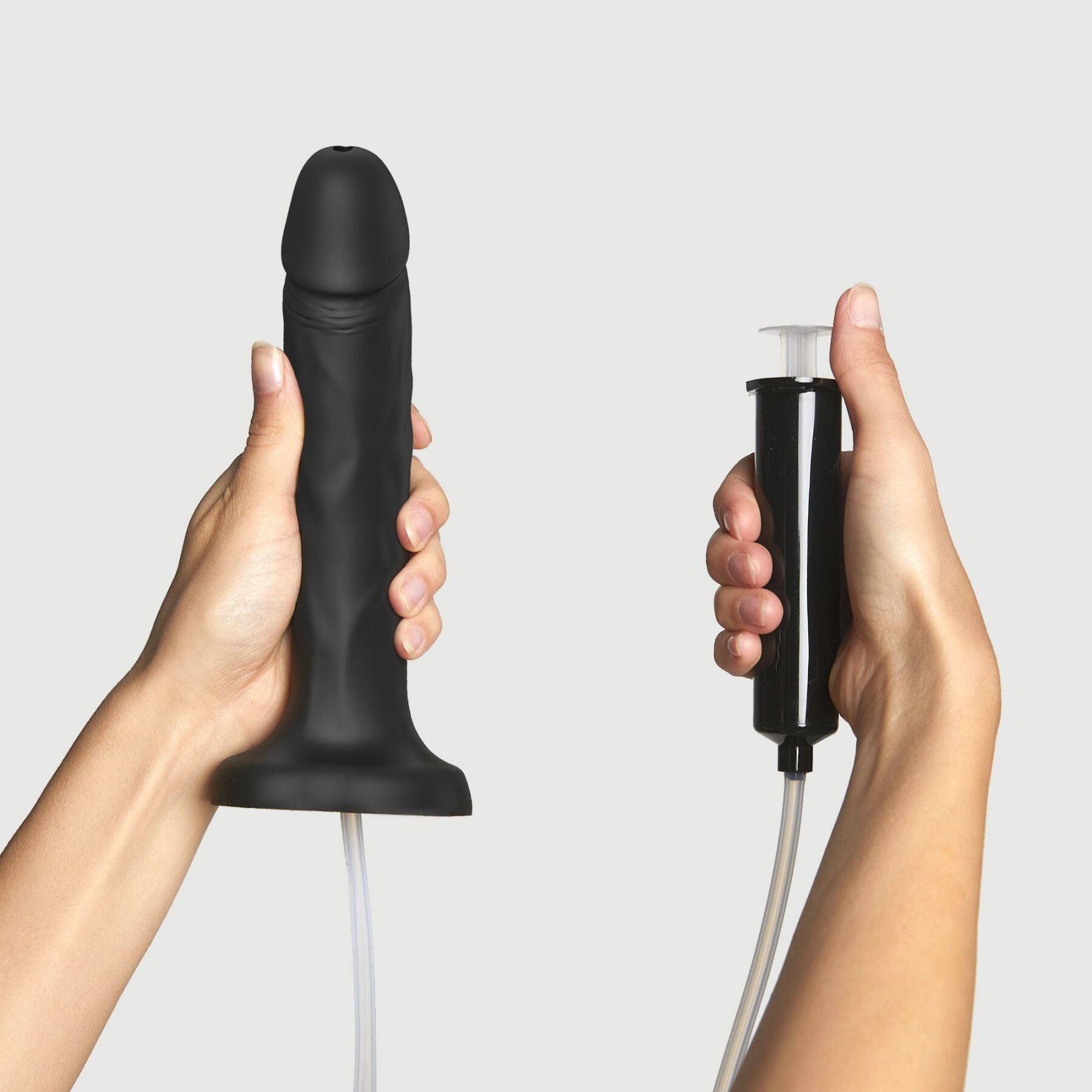 Фалоімітатор, що кінчає Strap-On-Me Squirting Cum Dildo Realistic Black, діам. 3,5 см, силі�кон