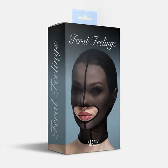 Маска сетка с открытым ртом Feral Feelings - Hood Mask Black