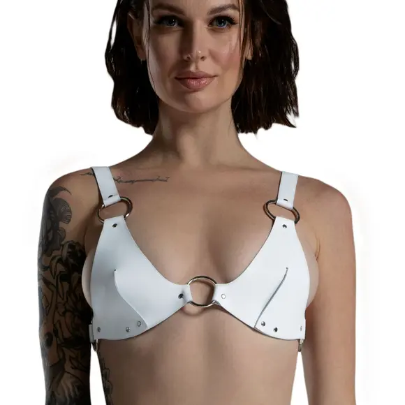 Лиф из натуральной кожи Feral Feelings - Bikini Top White