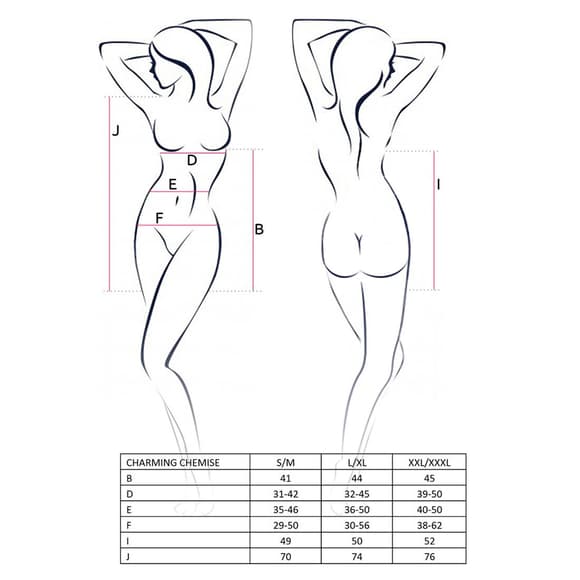 (SALE) Сорочка приталена CHARMING CHEMISE black L/XL - Passion, трусики