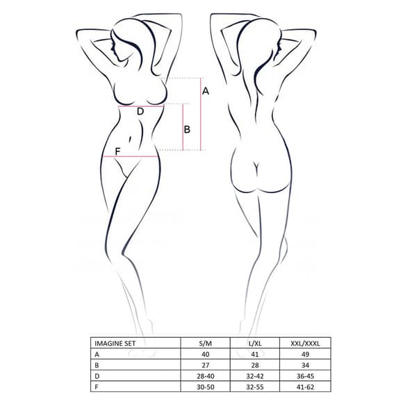 Комплект белья Passion IMAGINE SET OpenBra L/XL, black, лиф - мини-сорочка, трусики с оборками