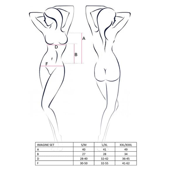 Комплект белья Passion IMAGINE SET OpenBra XXL/XXXL, black, лиф - мини-сорочка, трусики с оборками