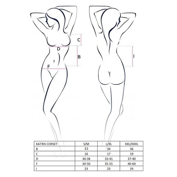 Корсет з пажами Passion KATRISS CORSET XXL/XXXL, black, трусики, шнурівка