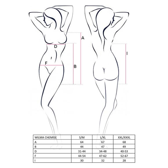 Сорочка приталенная с чашечками WILMA CHEMISE white XXL/XXXL - Passion, трусики