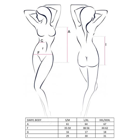 Боди с очень глубоким декольте Passion DARYL BODY L/XL, black