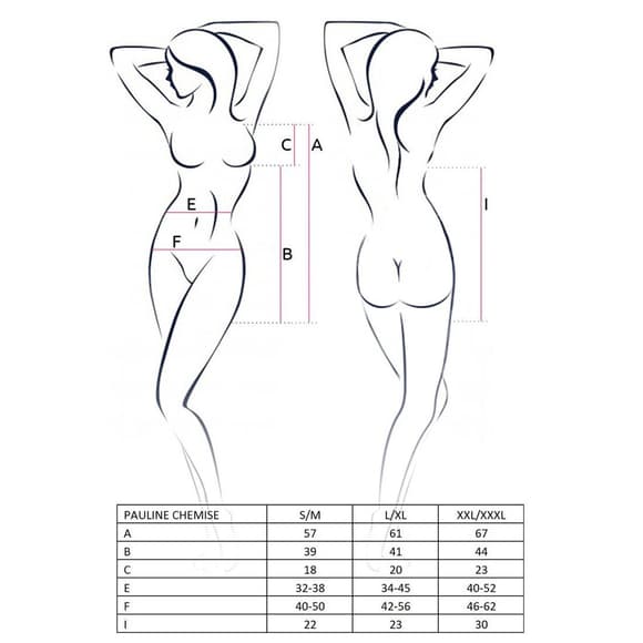 Сорочка приталенная с пажами PAULINE CHEMISE black XXL/XXXL - Passion, трусики