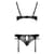 Комплект белья Passion PAULINE SET L/XL, black, стрэпы, лиф, стринги и пояс для чулок