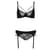 Комплект білизни Passion PAULINE SET S/M, black, стрепи, ліф, стрінги і пояс для панчох