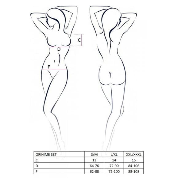 Комплект белья Passion ORIHIME SET S/M, white, стрэпы, лиф и трусики