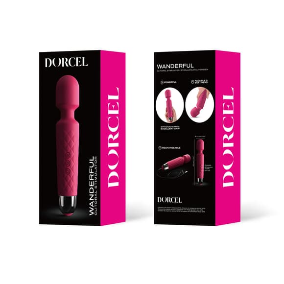 Минивибромассажер Dorcel Wand Wanderful Magenta мощный, водонепроницаемый, 18 режимов работы