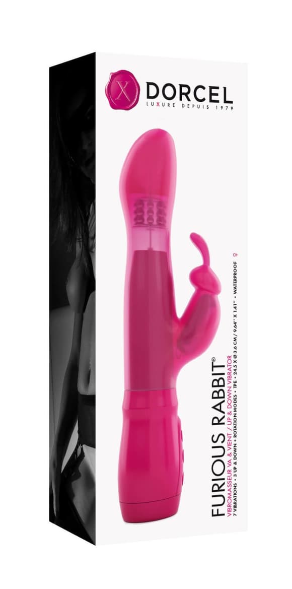 Вибратор Dorcel Furious Rabbit с враще нием и возвратно-поступательными движениями головки, вибрация