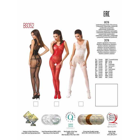 Бодістокінг Passion BS052 black, комбінезон, імітація корсета з підтяжками, панчіх і тр усиків