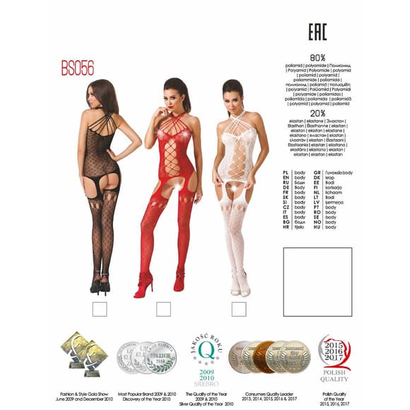  Бодістокінг Passion BS056 black, комбінезон, імітація панчох