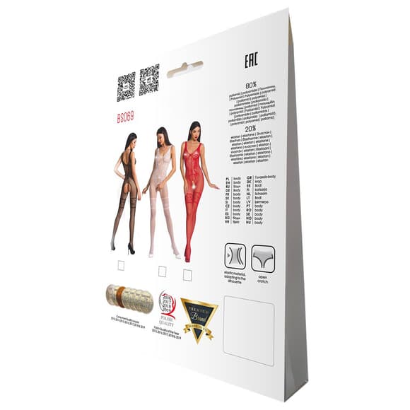 Бодістокінг Passion BS069 black, комбінезон, імітація панчіх і боді