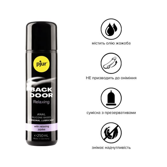 Анальний лубрикант pjur BACK DOOR Relaxing 250 мл, на силіконовій основі, з олією жожоба