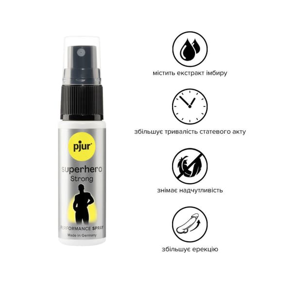 Спрей-пролонгатор pjur Superhero Strong Spray 20 ml, з екстрактом імбиру, без анестетиків