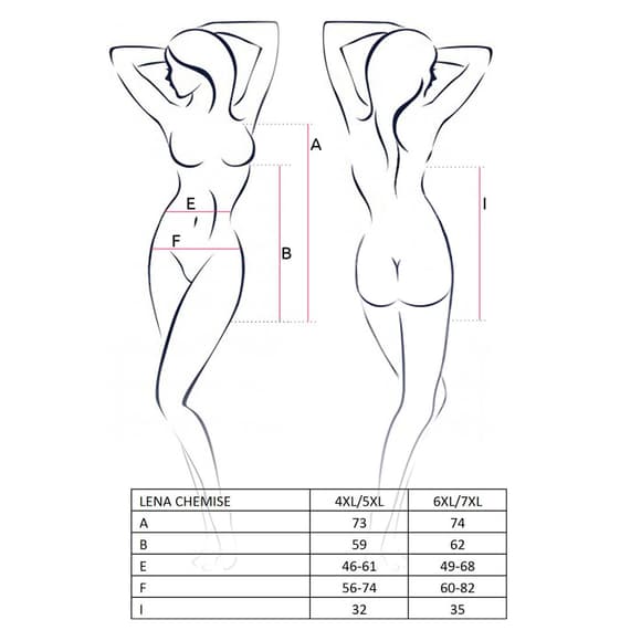 Сорочка приталена з відкритою спиною Passion LENA CHEMISE 4XL/5XL, red, трусики