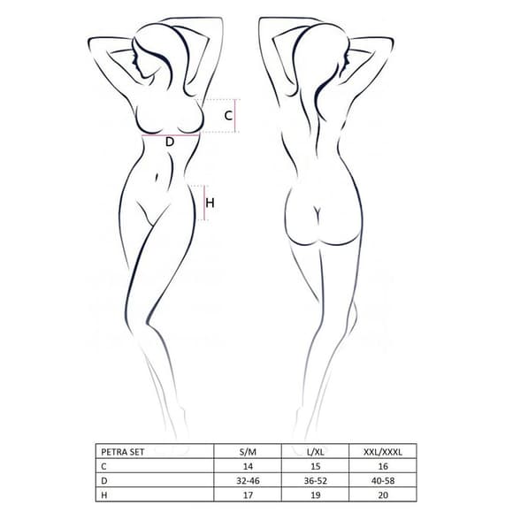 Комплект белья Passion Exclusive PETRA SET L/XL, black, стринги, широкий пояс, лиф-топик