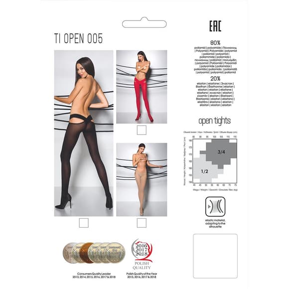 Эротические колготки Passion TIOPEN 005 3/4 (60 den), nero, с вырезом, оригинальный пояс