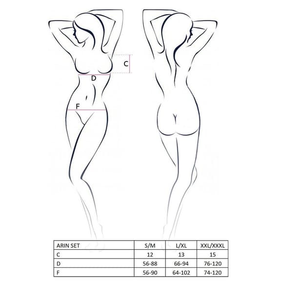 Комплект белья Passion Exclusive ARIN SET XXL/XXXL, black, сетчатый лиф и стринги